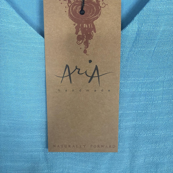 Aria Handmade Top Sky Blue Athena Tunic Cotton Lagenlook Sustainable Sz Medium - Picture 6 of 12